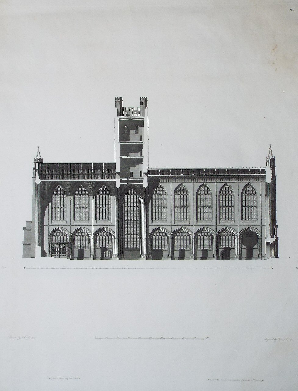 Print - (Section from East to West of the Abbey) Pl. 5 - Basire